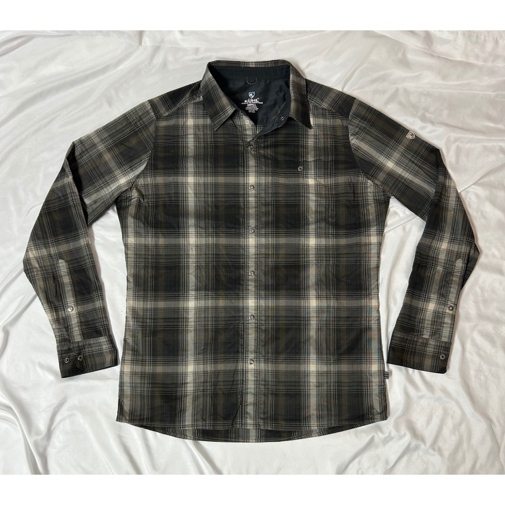 Kuhl Response Lite Shirt Gray Brown Plaid Long Sleeve Button Down 7479 Men's S